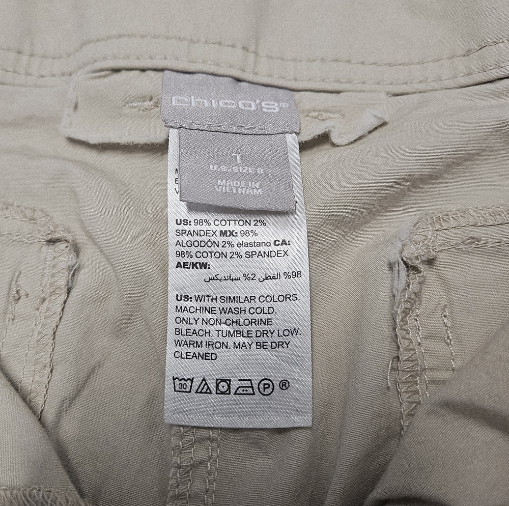 Chico's Cropped Relax Fit Straight Leg Tan Beige Pants Women's 8 Medium - Picture 8 of 9